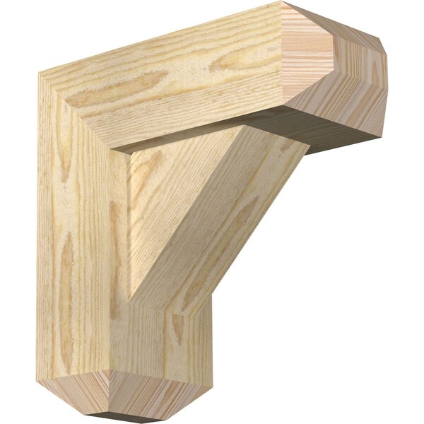 Ekena Millwork Traditional Craftsman Rough Sawn Bracket w/ Offset Brace, Douglas Fir, 6"W x 14"D x 14"H BKT0604X14X14TRA04RDF - main